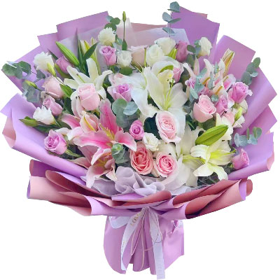 开封20朵玫瑰混搭百合，爱情浪漫幸福