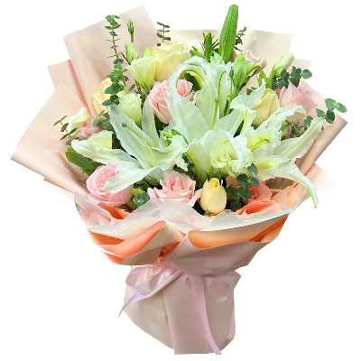 开封10朵玫瑰百合混搭，爱是难忘时刻
